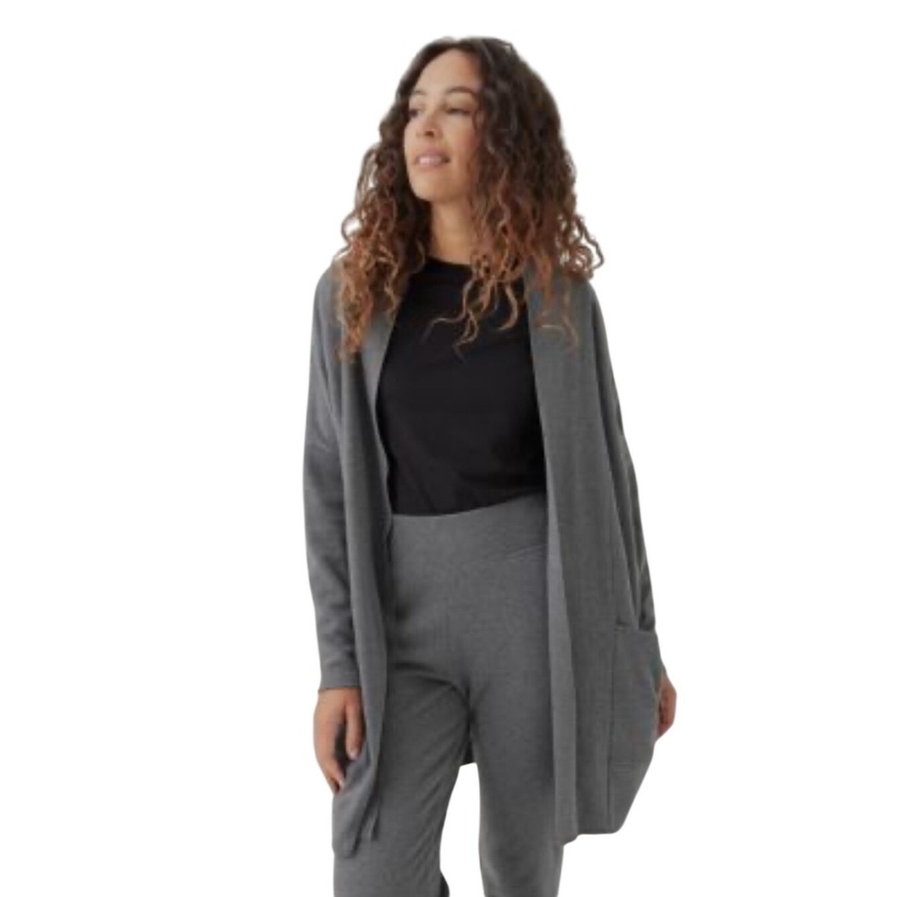 Pact Womens Airplane Cardigan XL XXL Organic Cotton Open Front Lounge Soft Long